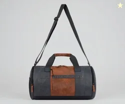 Clubsport 3 9"/33L Faux Leather Large Water Resistant Duffle Bag/Travel Bag/Gym Bag for Men & Women(Navy-Tan)