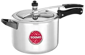 Amazon Brand - Solimo - Sleek Induction Bottom Aluminium Pressure Cooker - 5 Liter (Inner Lid) Silver