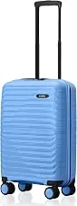 HRX Kyoto Cabin Size Light Blue Polypropylene Hard Shell Suitcase - Premium Travel Trolley Bag with 8 Spinner Wheels, Number Lock & Water Resistant Bo