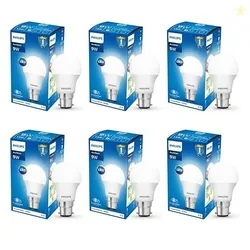 Philips Ace Saver 9 Watt LED Bulb, Base B22 (Cool Day Light), Pack of 6