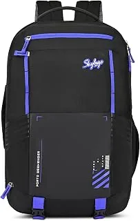 Skybags Porto Spacious 40L Weekender Backpack, 2 Compartments, Black-Blue | Laptop Compatible (Upto 17"), Front & Shoe Compartments, Padded Handles, T