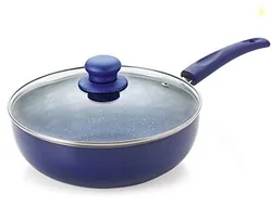 Aluminium Non Stick Dishwasher Safe Induction Base Bling Kadhai with Glass Lid