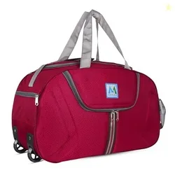 M MEDLER Jerry Duffle Bag | Waterproof Strolley Duffle Bag | 2 Wheel Duffel Bag | Luggage Bag with Adjustable Strap (Red)