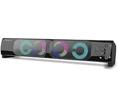 ZEBRONICS Wonder BAR 10, 2.0 USB Computer Speakers, 10 Watts, 2-in-1 Design, USB Powered, RGB Lights, AUX, Volume Control, Headphone/Mic Port, for