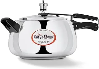 Surya Flame Stainless Steel 5 Litre Pressure Cooker with Inner Lid, Magma Gas & Induction Compatible, ISI Certified (Silver), 3-Year Doorstep Warranty