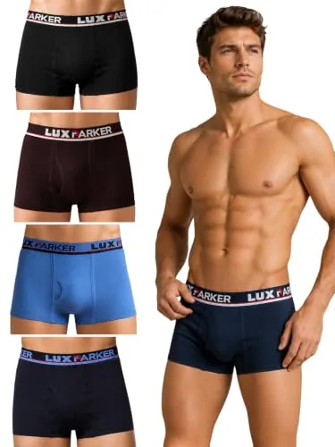 Lux Parker Men's Pure Cotton Modern Solid Trunks (Pack of 5) SEMI-Long_COL_5PC_Assorted