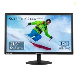 Zebronics 21.5 (54.6cm) LED Monitor, FHD 1920x1080, 250nits Brightness, Dual Input - HDMI/VGA, 2000000:1 Dynamic Contrast Ratio, 16.7M Colors, 16:9 A