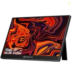Zebronics 15.6 Portable Monitor, FHD 1080p, 60 Adjustable Stand, 16:9 Aspect Ratio, 250Nits, 16.7M Colors, Type-C PD Input, Type-C Input, Mini HDMI,