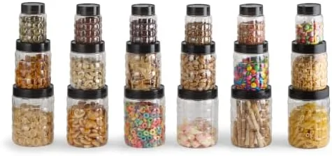 Checkers Kitchen Storage Container Box Set of 18 Pcs Grey (6x300ml, 6x650ml, 6x1200ml) | Transparent Unbreakable Fridge Safe Stackable Airtight Storag