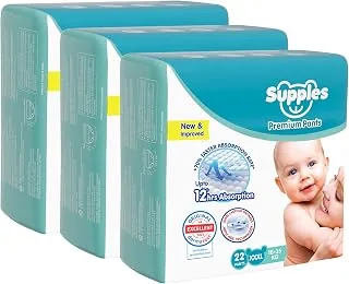 Amazon Brand - Supples Premium Baby Diaper Pants | 66 Baby Diapers | XXXL | 18-35 Kg | 12 Hrs Absorption | Cushiony Cotton Soft Fabric | Phthalates-Fr