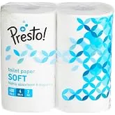 Presto! 2 Ply Toilet Tissue Paper, 100% Natural virgin paper - Pack of 4 (400 Pulls per Roll) Presto! 2 Ply Toilet Tissue Paper, 100% Natural virgin p