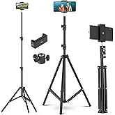 Tygot Lightweight & Portable 7 Feet (84 Inch) Long Tripod Stand with Adjustable Mobile Clip Holder for All Mobiles & Cameras (Black)