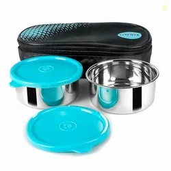 uninox Stainless Steel Tiffin Lunch Box Set (2 x 325 ml Container) with Insulated Fabric Bag for Men,Women,Kids | Leak-Proof & Durable Containers for