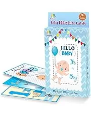 Bookworm Baby Milestone Cards for Boys Colorful & Cute Designs (Total 36 Cards)