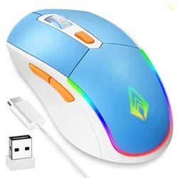 Archer Tech Lab Wireless Bluetooth Gaming Mouse| Tri-Mode (BT 5.3/2.4GHz USB/Wired) 7 RGB Lights, 4 DPI Levels (1200-3200) 500mAh Rechargeable| Ergono