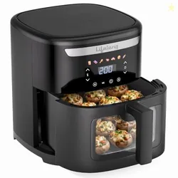 Lifelong Air Fryer|7L Capacity 1500W Power|7 Presets, 360 Rapid Air Circulation, Defrost Function, Low Oil Cooking, Touch Panel Control, Clear Window| Kitchen Appliance for Baking, Grilling & Frying