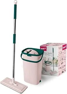 Hands-Free Squeeze Microfiber Flat Spin Mop System 360 Flexible Head (32X12 cm) with Bucket, 59.8'' Extended Stainless Steel Handle with with Extra 1