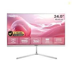 FRONTECH Ultima Series 24 Inch Curved LED Monitor, Refresh Rate 100Hz, VA Panel, 1800R Curve, Full HD 1080p, Bezel Less Design, HDMI & VGA Ports, 3 Ye