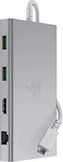 Razer USB C Dock (Mercury White) Docking Station, 11-Port Design, USB-C Port, USB-A Port, Gigabit Ethernet Port, HDMI Port, UHS-I SD/MicroSD Card Slot