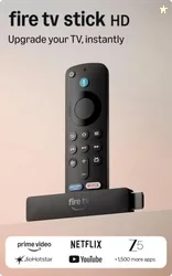 Amazon Fire TV Stick HD (newest model) our fastest HD stick yet, 1,500+ apps, smart voice search with Alexa+, directly powered by your TV