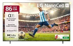 LG 217 cm (86 Inches) 85A AI Series 4K Ultra HD (3840 x 2160) Smart Nano Cell TV 86NANO85A6A 2025