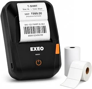 EX58C Portable Bluetooth Thermal Label & Receipt Printer | 2 Inch (58mm) | Inkless | 203 DPI | Android, iOS & Windows | 2000mAh Rechargeable Battery |