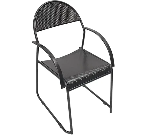 Da URBAN 1 Seater Metal Chair with Arm Chair (Black)