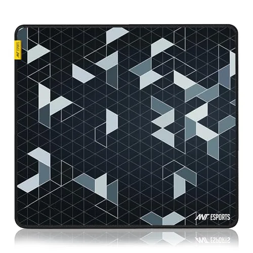 Ant Esports Prism Mouse Pad with Anti-fray Stitching, Waterproof Surface & Non-Slip Rubber Base with Stitched Edges Gaming Mouse Mat for Laptop, Compatible with Laser and Optical Mice  Black