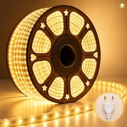Desidiya 20 Meter LED Rope Light Warm White for Diwali Decoration | Flexible PVC Pipe Light for Balcony, Window, Ceiling Cove & Mandir | Plug-in Decor