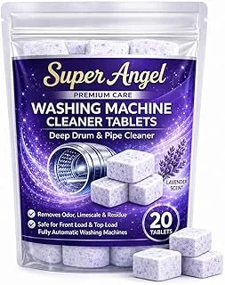 Super Angel Lavender-scented 20 Pcs Washing Machine Deep Cleaner Descaler Tablets for All Front and Top Load Machines, with Descaling and Stain-Removi