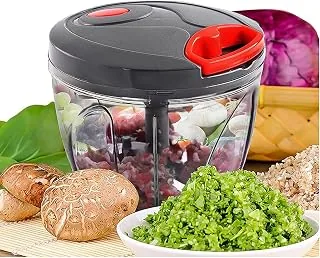 Compact Manual Handy Chopper - 450 ml, Grey & Red Color (with 3 Cutter Blade)