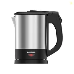 Havells HOTSIP Electric Kettle | 1250 W | 1 L Capacity | Rust Resistant 304 Stainless Steel Tank | Triple Safety Protection | Wider Mouth for Easy Filling (Black & Silver)