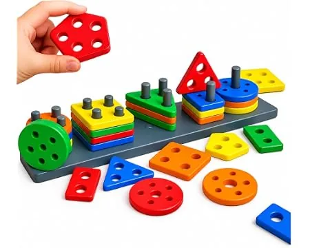 EITHEO Geometric Angle Blocks for Kids | 26 Pcs Montessori Sorting & Stacking Educational Toy | Colorful Shape Sorter Puzzle 1-3 Years | Learning Acti