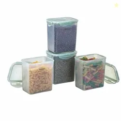 Amazon Brand - Solimo Linea 4 Side Lock Airtight Plastic Storage Containers Food Grade Set of 4 (1.5L Each) | BPA-Free Durable Kitchen Storage | Stackable Pantry & Meal Prep Containers, Coral Green