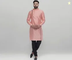 Veera Paridhaan Men's Ethnic Jacquard Printed Long Straight Kurta