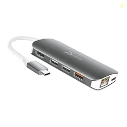j5create USB-C Multiport Adapter, 7-in-1 USB-C Hub with 4K HDMI, USB 3.0 Ports, SD & microSD Card Reader, 100W Power Delivery, Travel Hub for MacBook Air & Pro, Windows Laptop & USB-C Devices