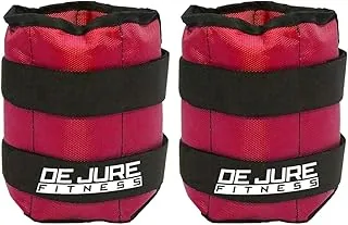 DE JURE FITNESS Ankle & Wrist Weight Set, Adjustable Strap, 1.5KG Pair (1.5Kg x 2 = 3kg) (E) Red