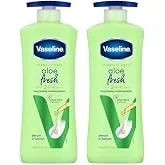 Vaseline Aloe Fresh Body Lotion,24 HR Long Lasting Moisturisation with Aloe Vera extract and Menthol, 600ml (Pack of 2)