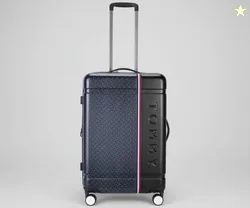 Tommy Hilfiger Millennia X Mid Hard Luggage - Black |Check-in Trolley Bag with TSA Lock | 360 Spinner Double Wheels | Telescopic Handle | Polycarbonate Hardshell Suitcase | 60L Capacity | 68Cm