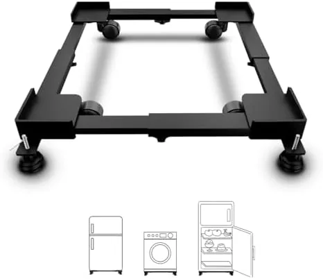 Hipkoo Adjustable Washing Machine Stand with Wheels | Heavy Duty Steel Trolley for 712 Kg Top/Front Load Washer, Fridge & Dishwasher, 360 Rotating W