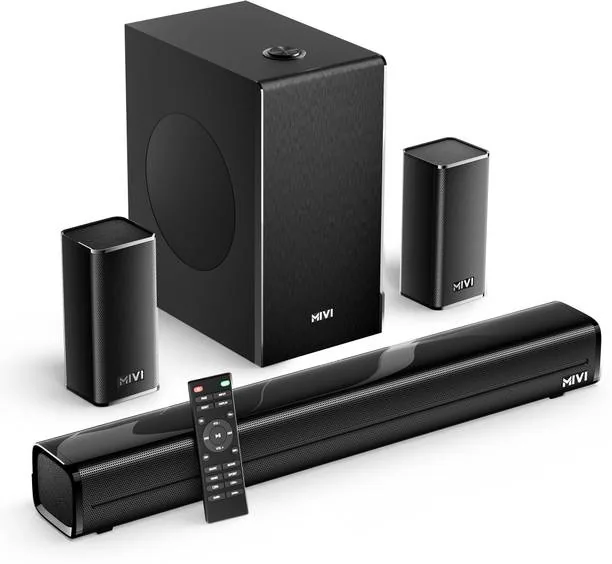 Mivi Fort H350 Soundbar, 350 Watts, 5.1 Channel, Multi-Input and EQ Modes, BT v5.1 350 W Bluetooth Soundbar Black, 5.1 Channel