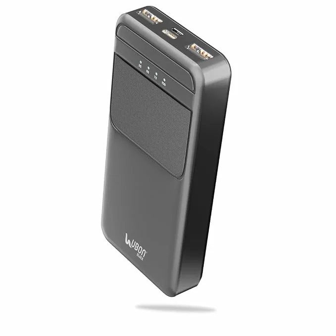 Ubon 20000 mAh 15W Fast Charging Power Bank | Multiple Ports | Smart Ic Protection | for iPhone, Android & Other Devices, Black - PBX2002