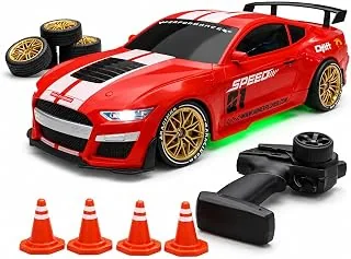 Ghost RC Drift Car 1:24 Scale 4WD | 20KM/H High-Speed Remote Control Car with LED Lights | 2.4GHz Rechargeable Drift Racing Car with Extra Tires & Con