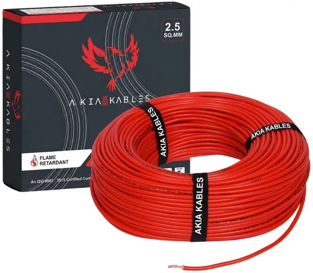 AKIA KABLES AKIA KABLES COPPER 2.5 sqmm| 90 MTR |FR PVC |Multi Strand | Electrical Wire 2.5 sq/mm Red 90 m Wire Red