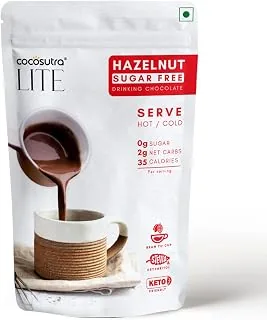 COCOSUTRA LITE - SUGAR FREE Drinking Chocolate Mix - Hazelnut | Zero Sugar, Low Carb, Low Calorie | Stevia & Erythritol based | Keto Friendly Hot Choc