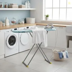FLIPZON Premium Wooden 13 Unique Ironing Board with Heatproof Iron Holder | Foldable & Height Adjustable Sturdy Frame | Compact & Space Saving Design (115 x 37 cm) (Pale Sky Blue)