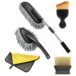 OTO2EYE 5 PCs Microfiber Car Duster with Long Handle Car Cleaning Brush Exteriror and Interiror Car Cleaning Cloth Car Ac Vent Cleaner Brush for Car,