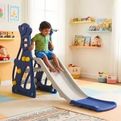 Amazon Brand  Solimo 2-in-1 Penguin Slide for Kids with Basketball Hoop with Ball| Medium | Indoor & Outdoor | Safe for Boys & Girls | Age 2-4 Years