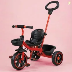 Trike Cycle for Kids 2-5 Years - Baby Bicycle for Boys & Girls with 3 EVA Wheels, Basket & Parental Control - 30 kg Capacity (Red & Black)