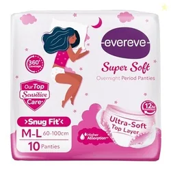 Evereve Super Soft Period Panty For Girls & Women, (s- M), 10 Pcs, 360 Degree Overnight Coverage, Ultra-Soft Top Layer, High Absorbency For Heavy Flow, Maternity Postpartum Disposable Panty